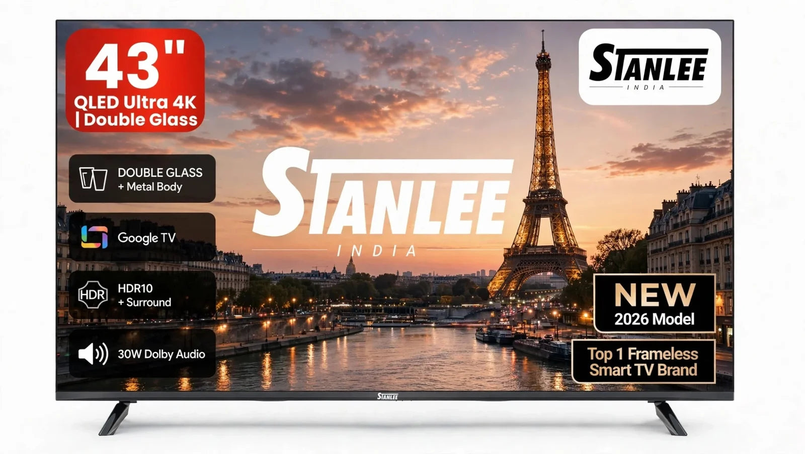 Stanlee 43″ Google TV — 4K Double Glass